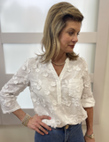 Charlie B Blouse w Embroidery Fabric White