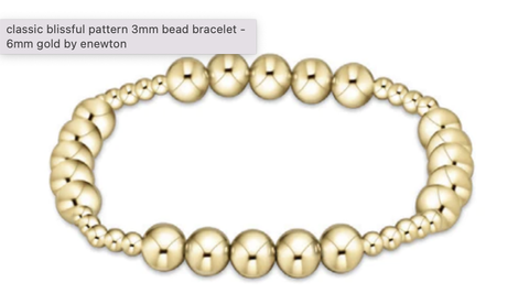 E Newton Classic Blissful Pattern 3mm Bead Bracelet - 6mm Gold