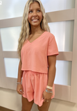 Malibu Crop 2 Piece Short Set Coral