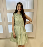 Moodie Tiered Poplin Dress Sage