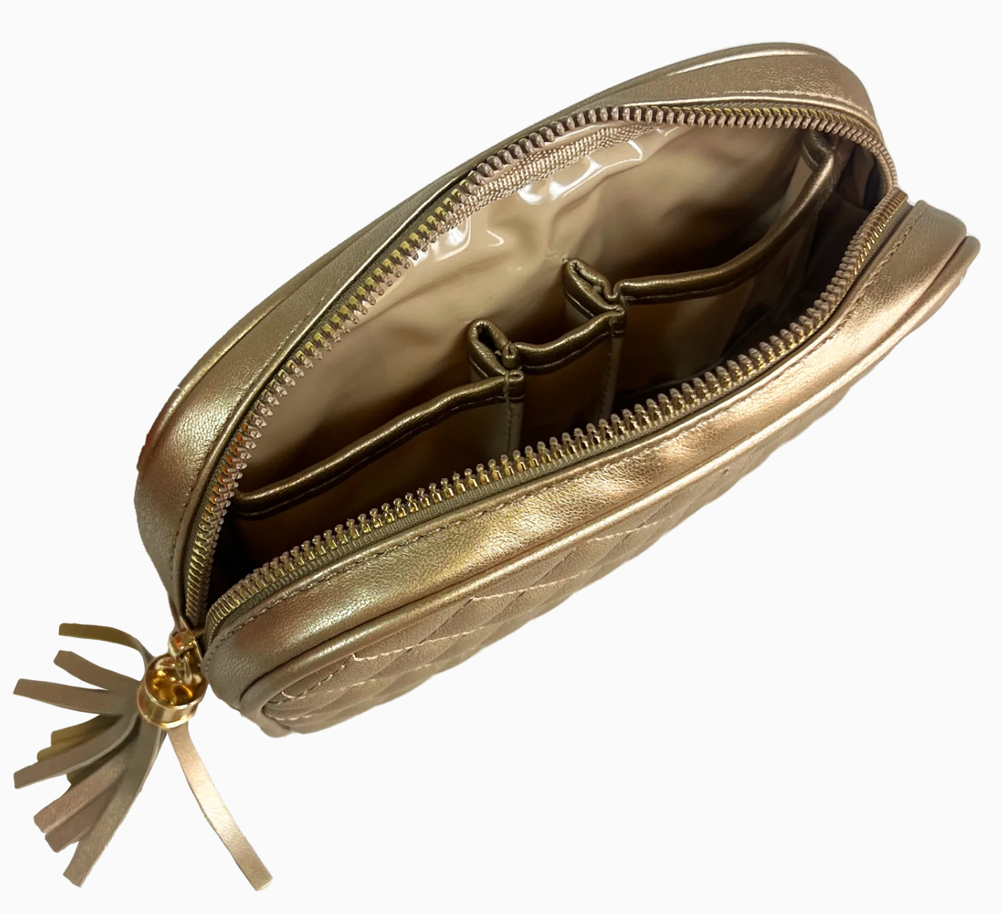 PurseN Classic Small Makeup Case Gold Quilted