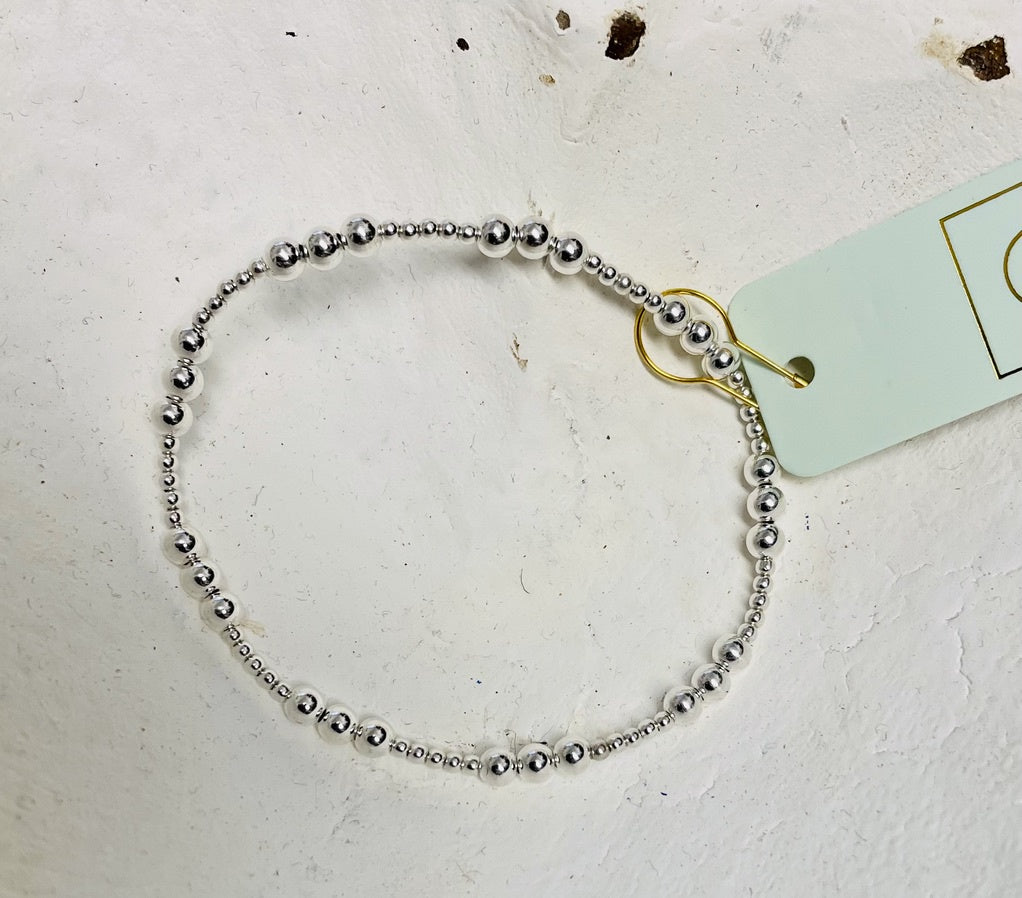E Newton Classic Joy Pattern Sterling Bracelet 4mm Bead