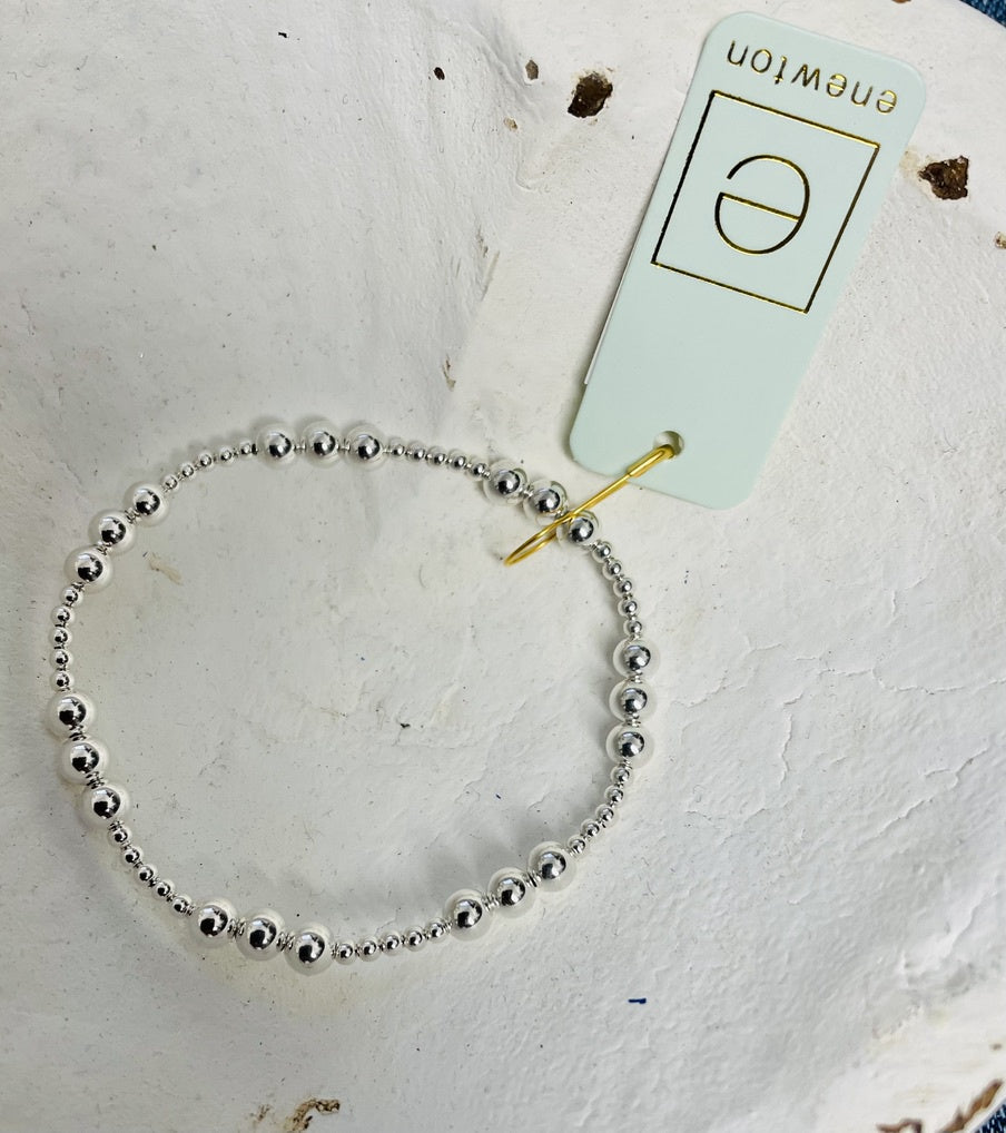 E Newton Classic Joy Pattern Sterling Bracelet 5mm Bead